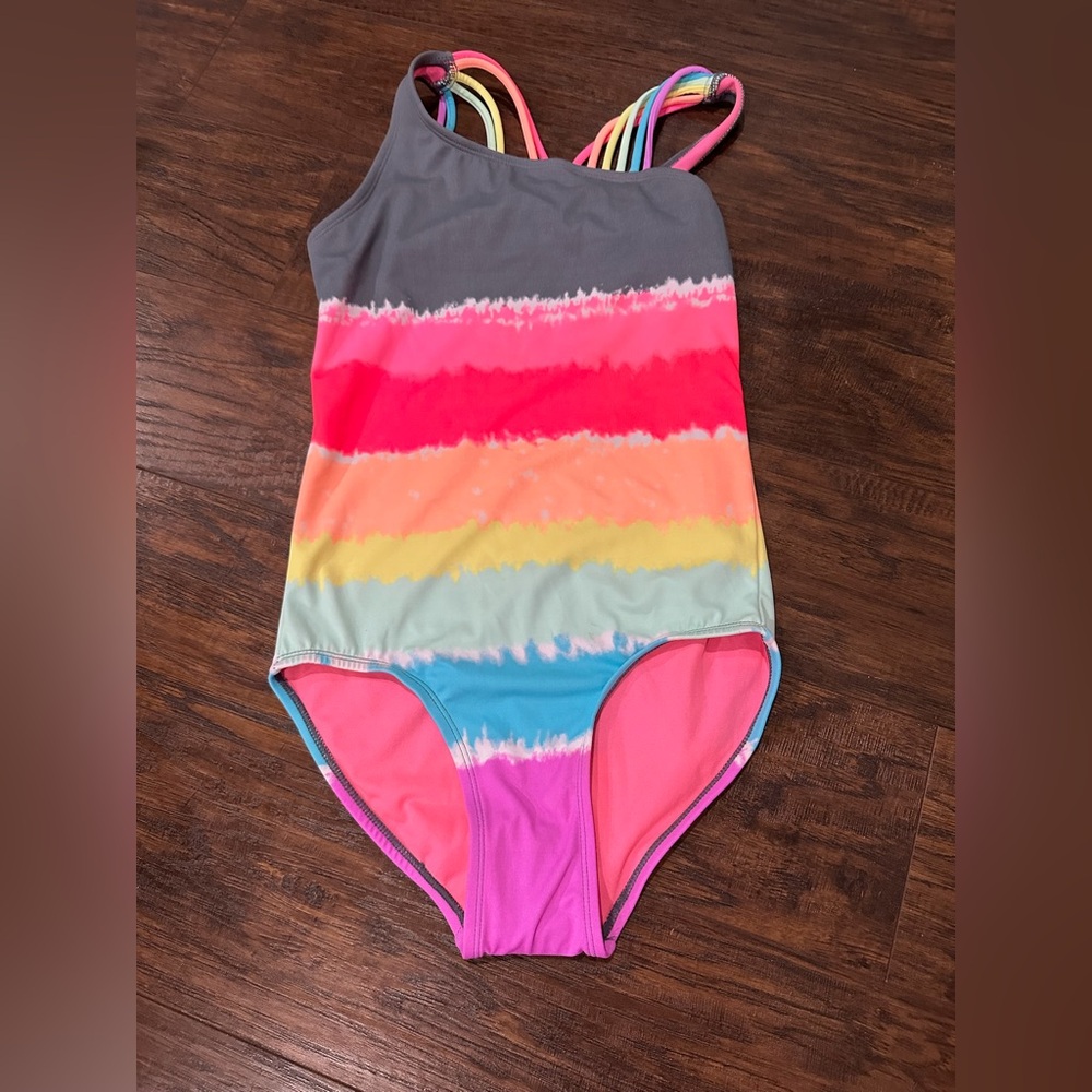 Justice Girl's Multi-Color Tie-Dyed One Piece Bathing Suit Size 12